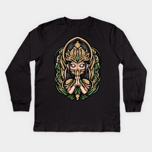 Artwork Illustration Goddess Of Nature Kids Long Sleeve T-Shirt